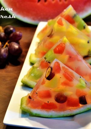 A picture of Fresh Fruits Jello Dessert.