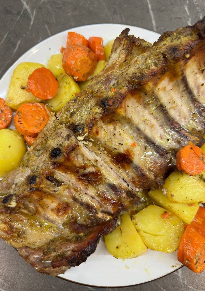 Ніжні соковиті ребра з овочами в гірчично-медовій заправці 👌