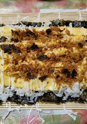 A picture of Nori Pork Floss and Egg Rice Roll.