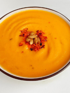 Una foto de Crema de calabaza y zanahoria