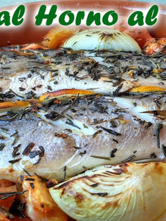 Una foto de Lubina al horno al té verde