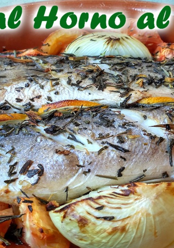 Una foto de Lubina al horno al té verde