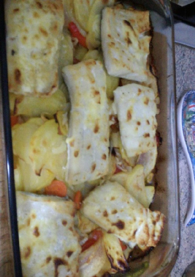 Una foto de Bacalao gratinado con mahonesa