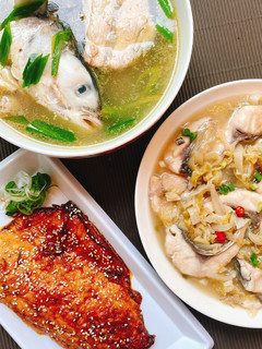 【烏魚3吃】「酸湯魚片/蒲燒烏魚/蒜苗魚湯」 的食譜成品照片