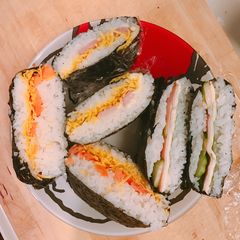 A picture of Onigirazu (Sandwich style Japanese Rice ball).