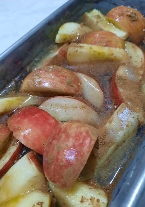 Una foto de Manzanas al horno en trozos