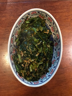A picture of Old Kale with Ginger and Garlic.