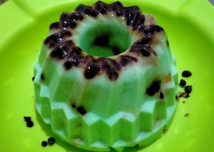 Resep Puding roti choco pandan Anti Gagal