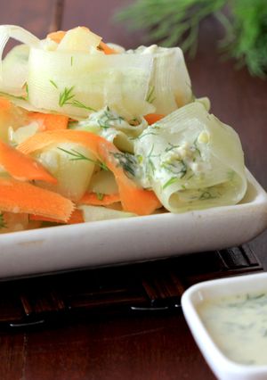 A picture of Cucumber and Carrot Salad with Dill - Yogurt dressing.