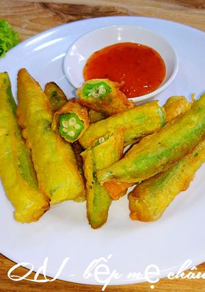 Hình của món Đậu bắp lăn bột chiên giòn(món chay).