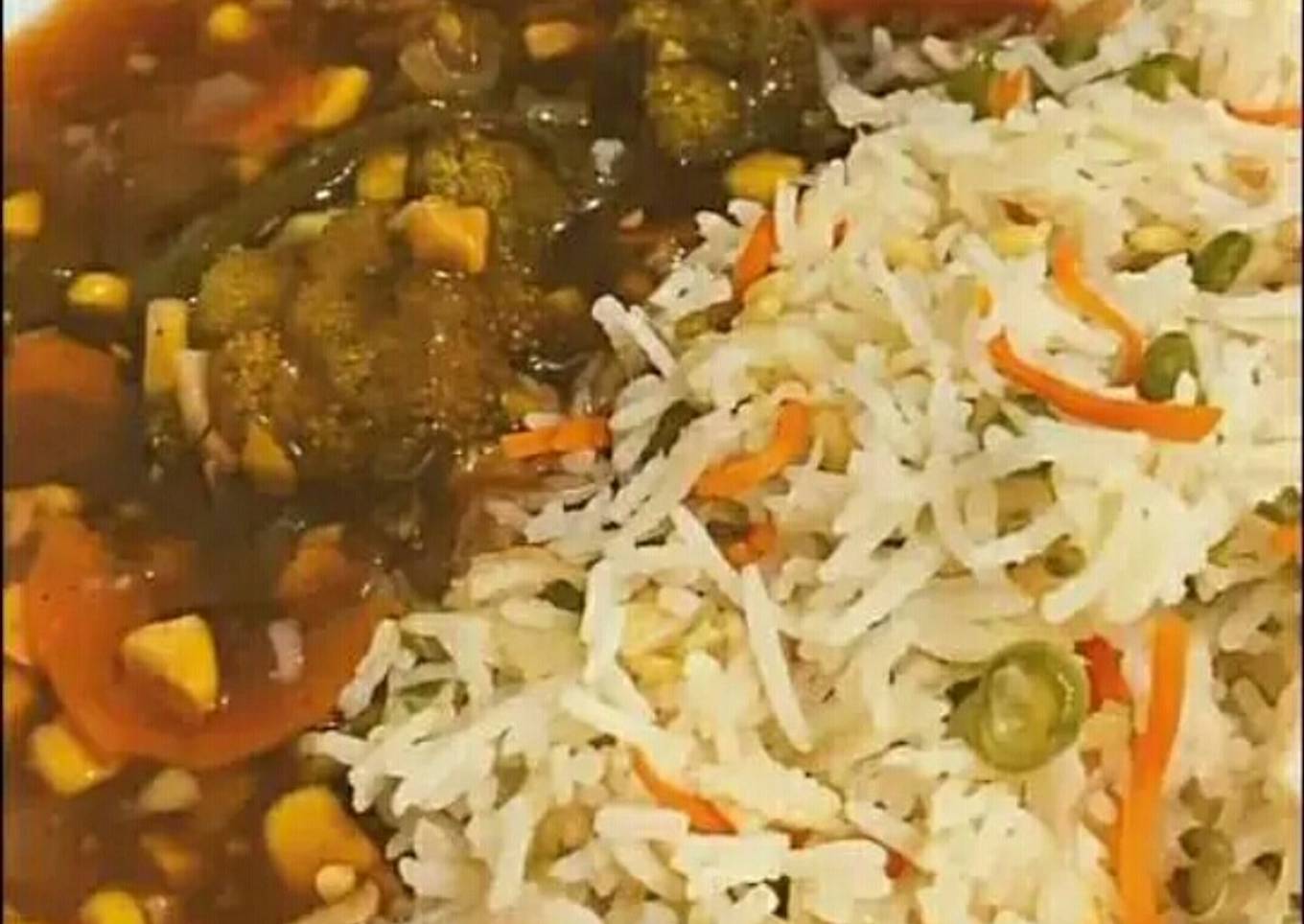 Rice with Manchurian gravy