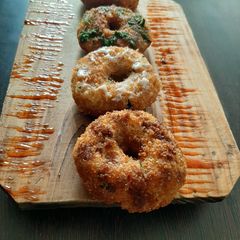 A picture of Poha donuts.