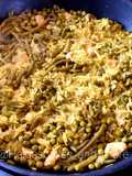 Reis mit Hähnchen Erbsen und Bohnen