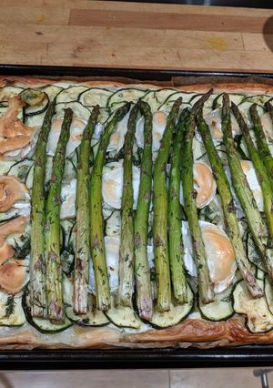 A picture of Courgette and Asparagus Tart.