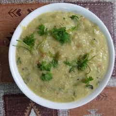 A picture of Bottle Gourd and moong dal Kutu or gravy.