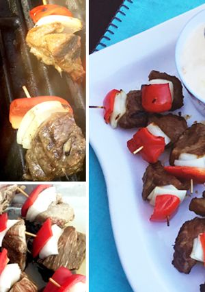 A picture of Guinness Marinated Fullblood Wagyu Kabob Bites.