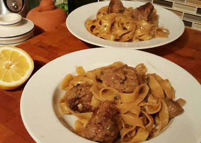Swedish Meatballs and Egg Noodles in a Creamy Sauce