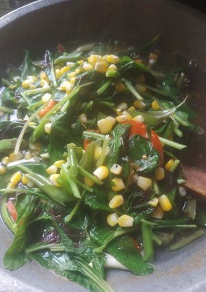 Foto resep Sayur Kuah Bening (Bayam Merah + Jagung Manis)