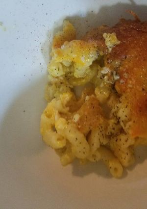 A picture of My Mom's Baked Macaroni and Cheese.