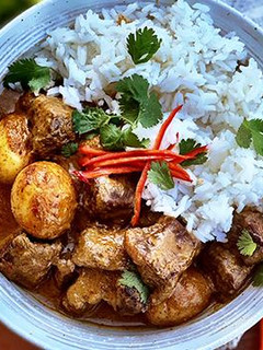 A picture of Wagyu Beef Massaman Curry.