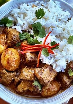 A picture of Wagyu Beef Massaman Curry.