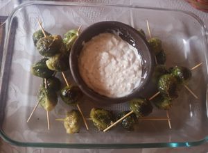 Una foto de Brochettes de Repollitos de Bruselas