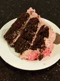 Dark Chocolate Layer Cake with Fresh Strawberry Cream Frosting and Filling