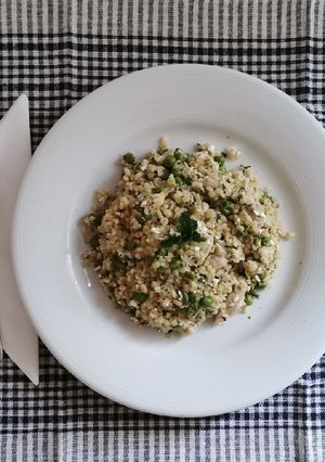 Zöldborsós csirkemell bulgurral recept fotója