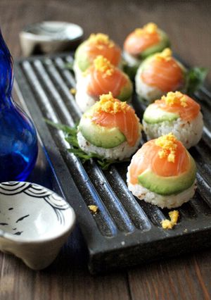 A picture of Avocado & Salmon Temari Sushi.