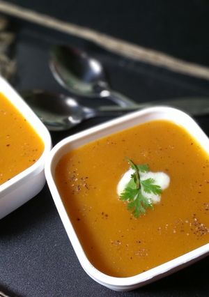 A picture of Pumpkin Carrot Soup.