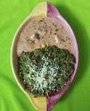 Green Rice with Paneer and Vegetables in Creamy Cheesy Ragi Sauce