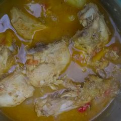 A picture of Chicken stew with turnip.