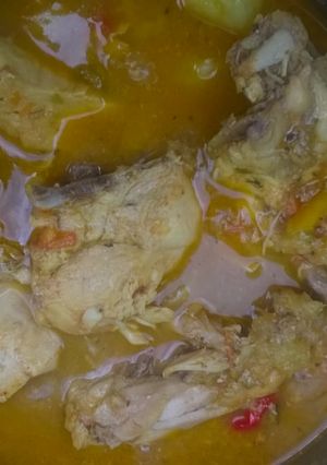 A picture of Chicken stew with turnip.
