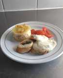 Milhoja de papa con pollo relleno