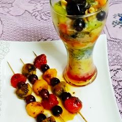 A picture of Sizzling Fruits barbeque and Fruits and Nuts Sundue.