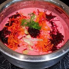A picture of Beetroot Mixed Vegetable Raita.