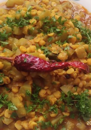 A picture of Dudhi chane ki dal ki sabji.