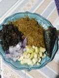 Home made Abacha na akidi (cassava flakes and black eyed peas)
