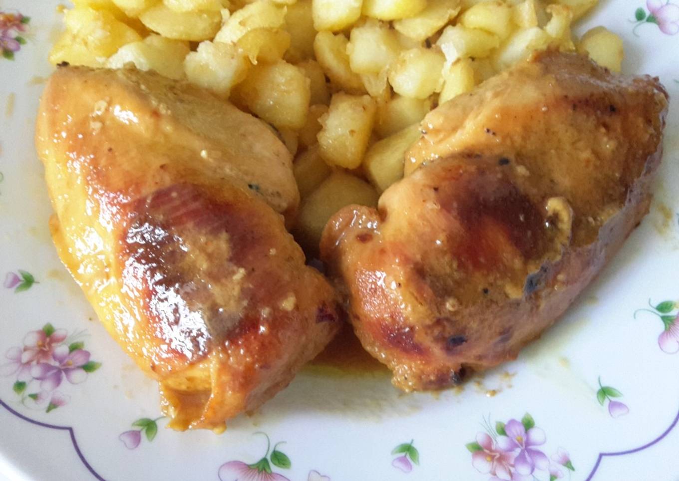 Pollo al horno con miel y mostaza