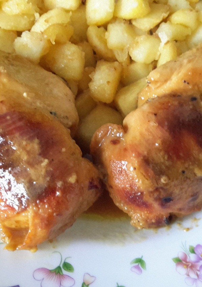 Una foto de Pollo al horno con miel y mostaza
