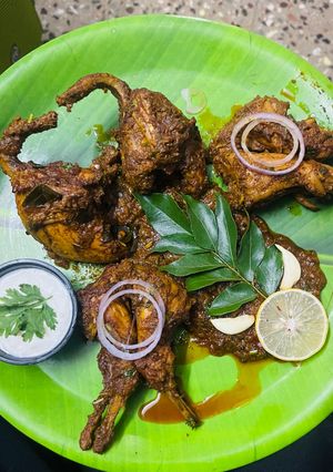 A picture of Kaadai (Quail) Masala Fry – A South Indian Favourite.
