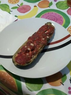 Una foto de Calabacines rellenos de carne de pato