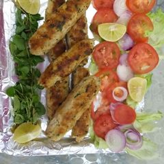 A picture of Chicken reshmi seekh kebab.