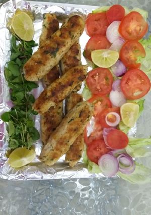 A picture of Chicken reshmi seekh kebab.
