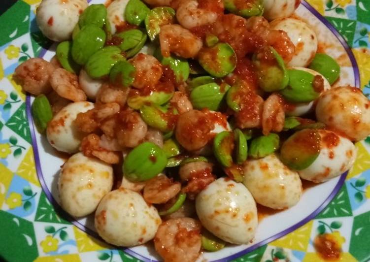 Telur puyuh mix udang sambal petai