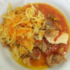 A picture of Beef stew with cabbage#authormarathon#.