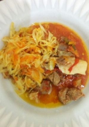A picture of Beef stew with cabbage#authormarathon#.