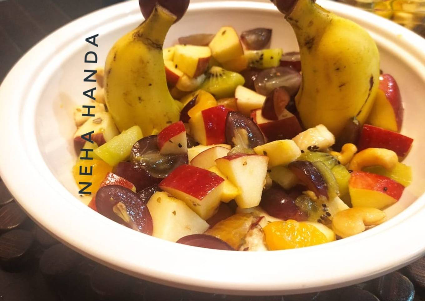 Roasted cashew fruit macedonia salad