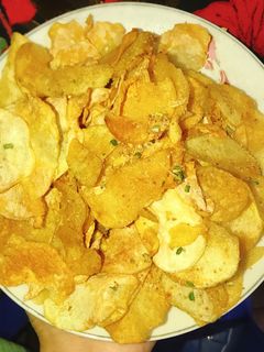 Hình của món Snack bim bim khoai tây bằng nồi chiên không dầu.