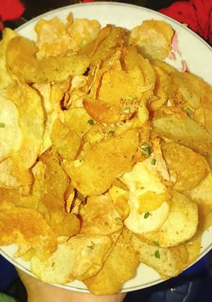 Hình của món Snack bim bim khoai tây bằng nồi chiên không dầu.